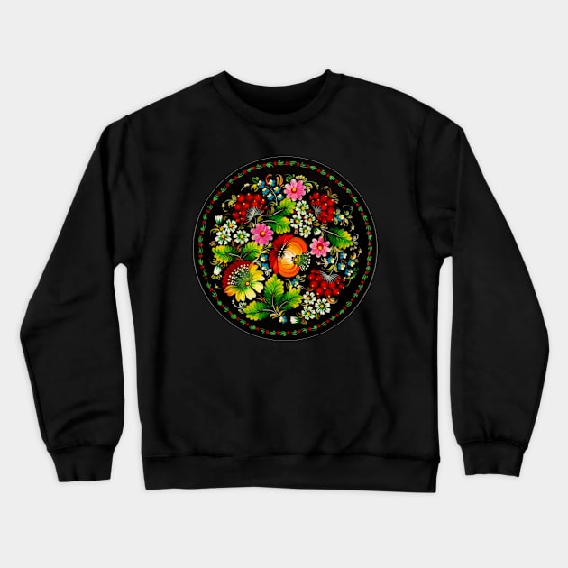 Ukrainian petrykivka painting flowers Crewneck Sweatshirt by Mommy-Loves